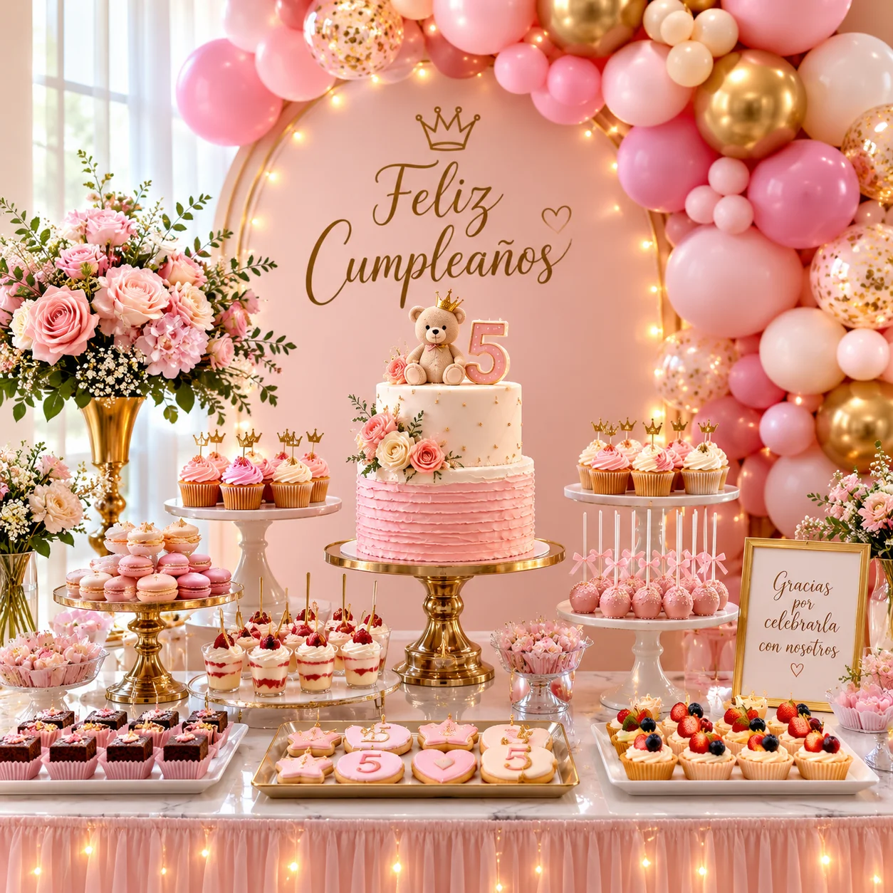 Mesa de postres premium para cumpleaños