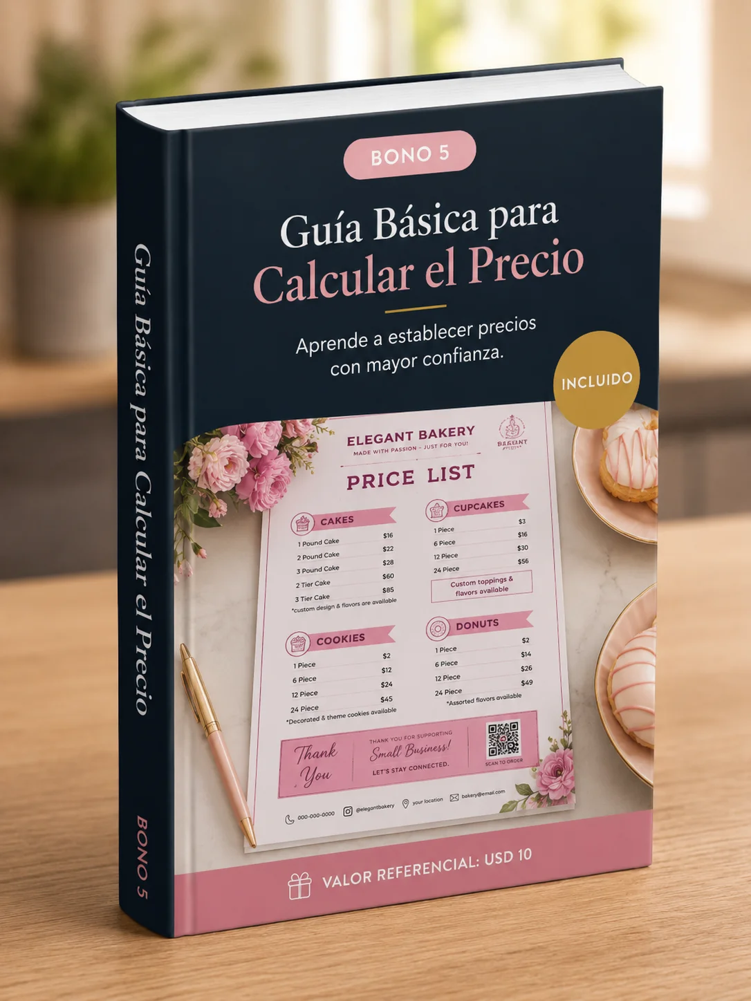 Mockup 3D del bono 5: Guía Básica de Precios para Emprendedoras
