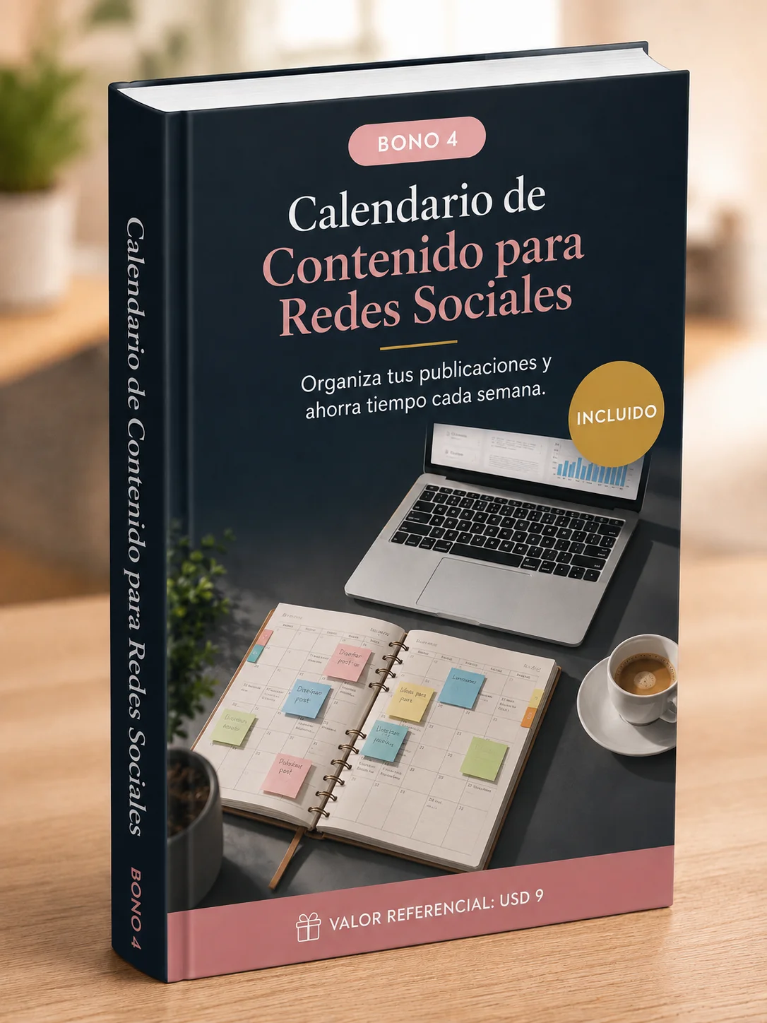 Mockup 3D del bono 4: Calendario de Contenido para 30 Días